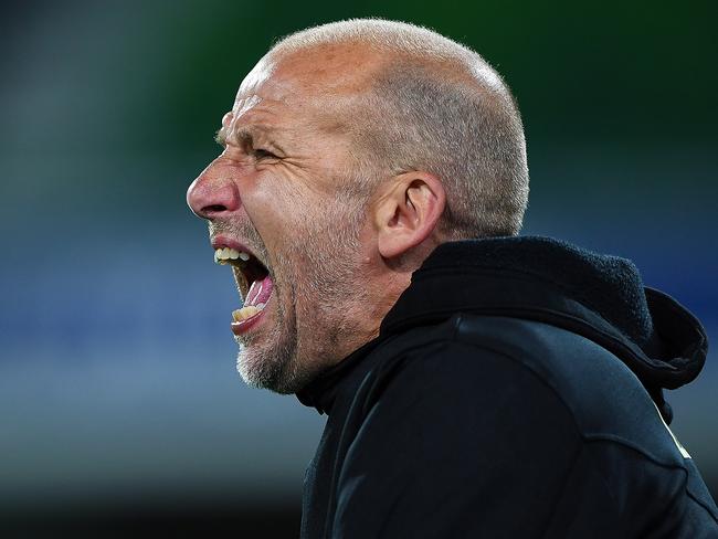 Kenny Lowe shouts instructions from the sideline.