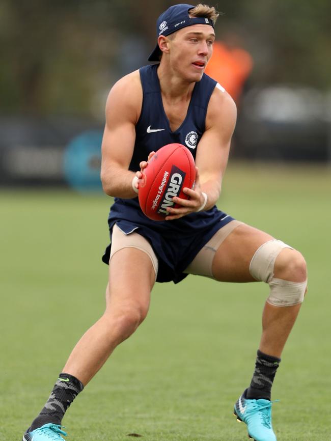 Gibbs’ former teammate Patrick Cripps at Carlton training. Picture: Sean Garnsworthy/AFL Media