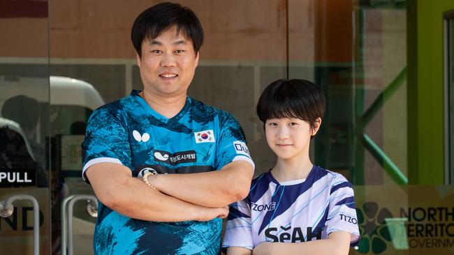 Kim Jung Soo Coach and Hei Ye Rim from Korea at the WTT Youth Contender Darwin 2023, Marrara Indoor Stadium, Darwin. Picture: Pema Tamang Pakhrin