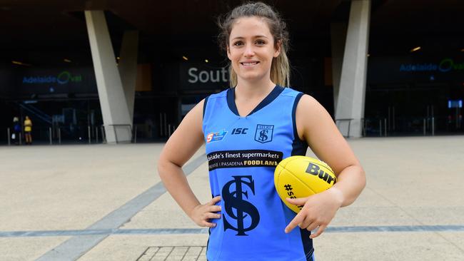 Sturt co-captain Georgia Bevan is the round seven SANFLW Player of the Week after a strong performance against Woodville-West Torrens. Picture: AAP/Mark Brake