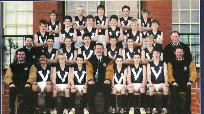 The 2015 Victorian schoolboys team — Back row: Devon Smith, Coleman Schache, Jason Pongracic, Tom Nankivell, Brad Crouch. Third row: Dom Tyson, Daniel Maitland, Sebastian Purcell, Jonathon Patton, Scott Spriggs, Will Becker. Second row: Dean Rodgers (manager), Thomas Demirdjian, Jordan Kelly, Nick O’Brien, Michael Talia, Elliot Kavanagh, Adam Tomlinson, Don Stanley (mentor). Front row: Craig Wilson (assist coach), Damien D’Amore, Cameron Hamsen, Dylan Shiel, Andrew Nichol coach), Paul Sahlberg, Ricky Muyllins, Simon Harris, Terry Plozza (selector.