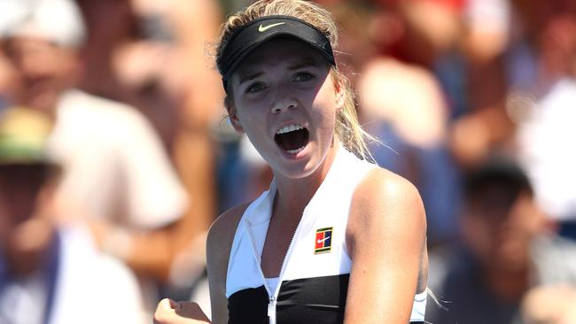 Katie Boulter celebrated a little too early in her first round victory. Picture: Getty Images