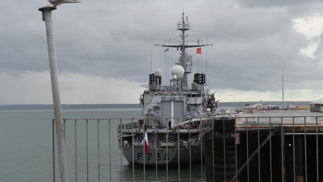 A French warship, the Frigate Vendémiaire has slipped quietly into Darwin. At Forth Hill Wharf. Picture Katrina Bridgeford.