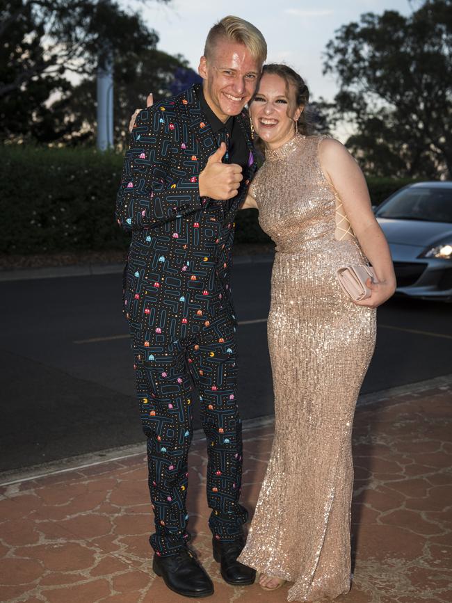 Corrin Nugteren and Rose Burke at Centenary Heights State High School formal at Picnic Point, Friday, November 20, 2020. Picture: Kevin Farmer