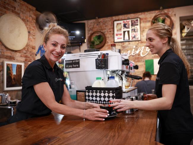 Lena Cimini with her daughter Bianca at Cimini's Pasticceria in Kogarah. Picture: Justin Lloyd