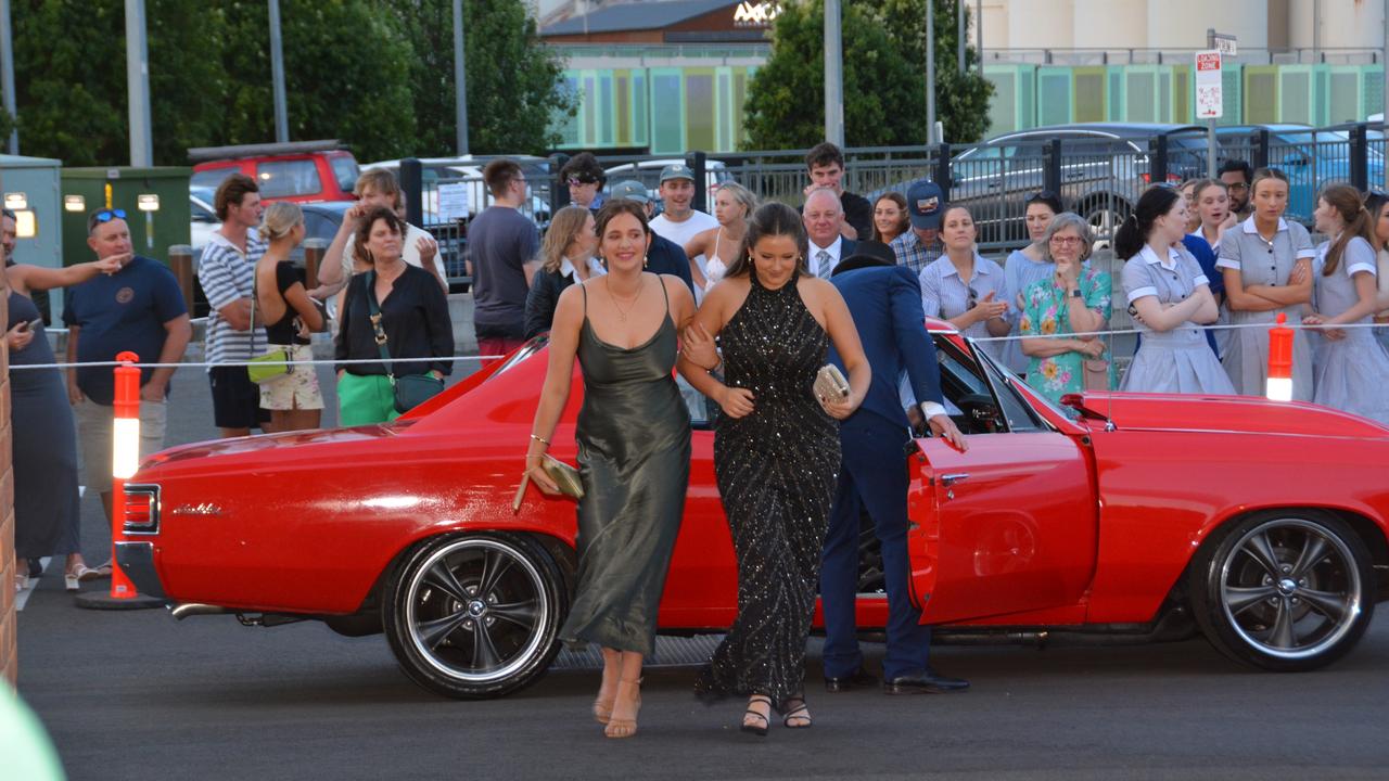 Toowoomba school formals. At the 2023 St Ursula's College formal is graduates Ava Beyer (left) and Lomani Ritchie. Picture: Rhylea Millar