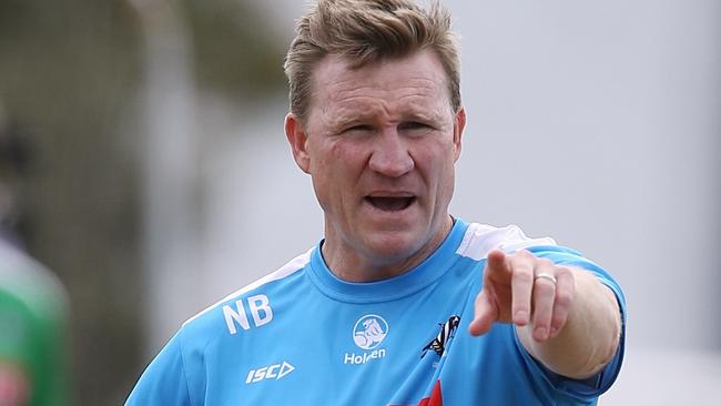 Nathan Buckley takes Collingwood training. Picture: Wayne Ludbey