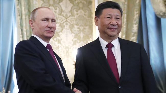 Chinese President Xi Jinping with Russian President Vladimir Putin. Picture: AFP