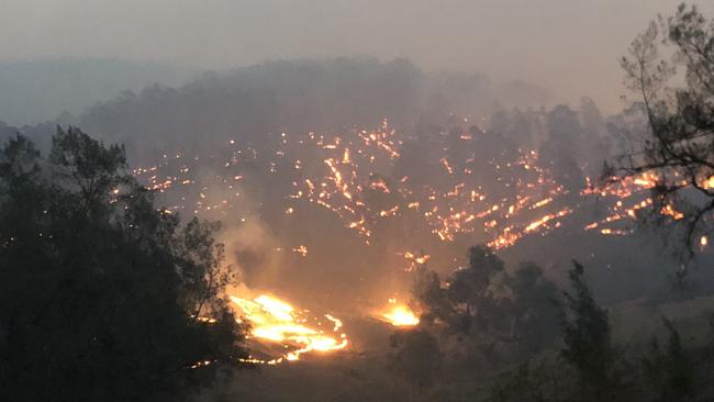 A picture taken on Darren Croker’s property during the Black Summer bushfires. Picture: Supplied