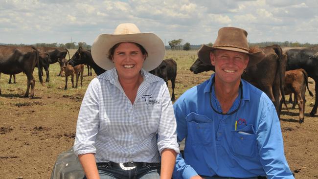 Self sufficient: Anthony and Chantal Winter of Macquarie Wagyu at Leyburn in Queensland have spent years breeding for a more uniform, medium-framed cow, while holding on to their marble score.