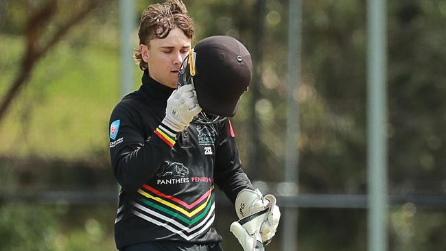 Tyran Liddiard of Penrith during round 7 of the Belvidere Cup First Grade NSW Premier Cricket match between UNSW and Penrith at David Phillips South on December 18, 2021. (Photo by Jeremy Ng/Newscorp Australia)