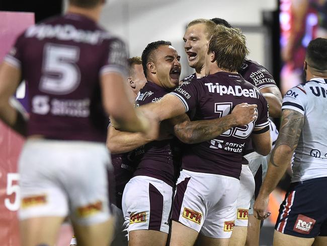 Manly is ready to battle it out against South Sydney in Friday’s preliminary final. Picture: Matt Roberts / Getty Images