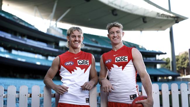 Corey Warner will make his debut alongside brother Chad for the Swans against Richmond on Friday night. Picture: Phil Hillyard