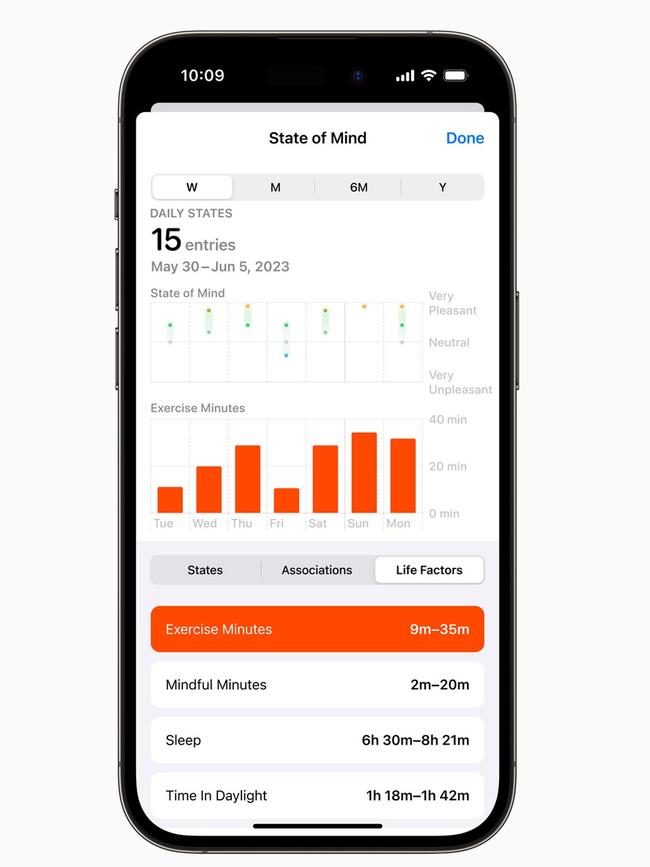 Mental health reports in iOS17. Picture: Apple