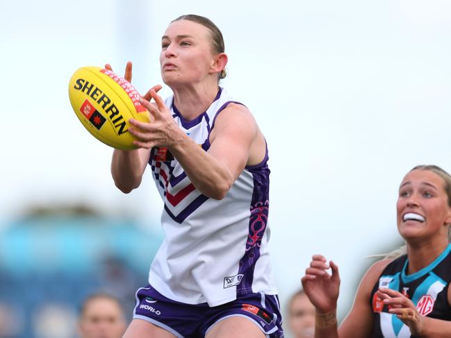 Mim Strom starred for the Dockers. Picture: James Elsby/AFL Photos via Getty Images.