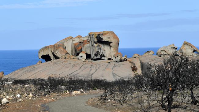 Remarkable Rocks in June 2020, about five months after the KI bushfires. Picture: AAP /David Mariuz