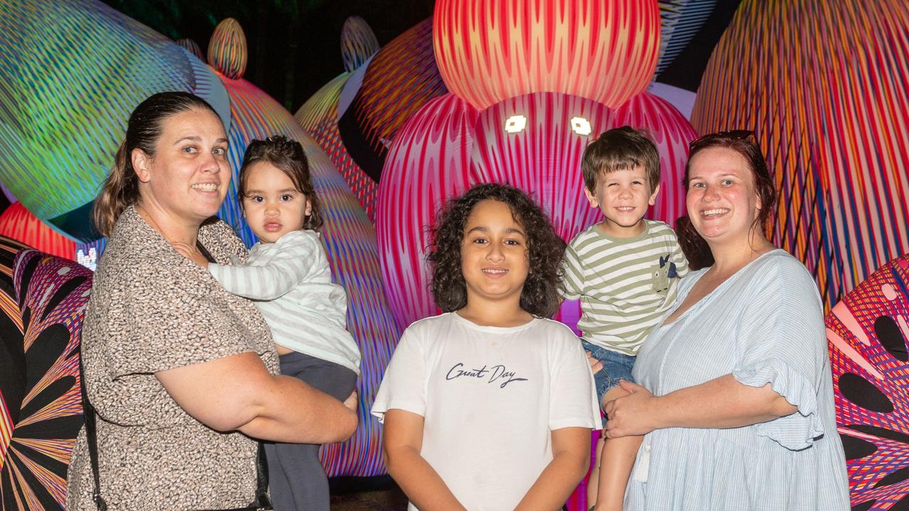 Tegan Holden, Ariyah Mateariki, Izach Mateariki, Jeremy Steward and Courtney Steward at Daly Bay Illuminate Queens Park Goldsmith Street, East Mackay Thursday 5 October 2023 Picture:Michaela Harlow