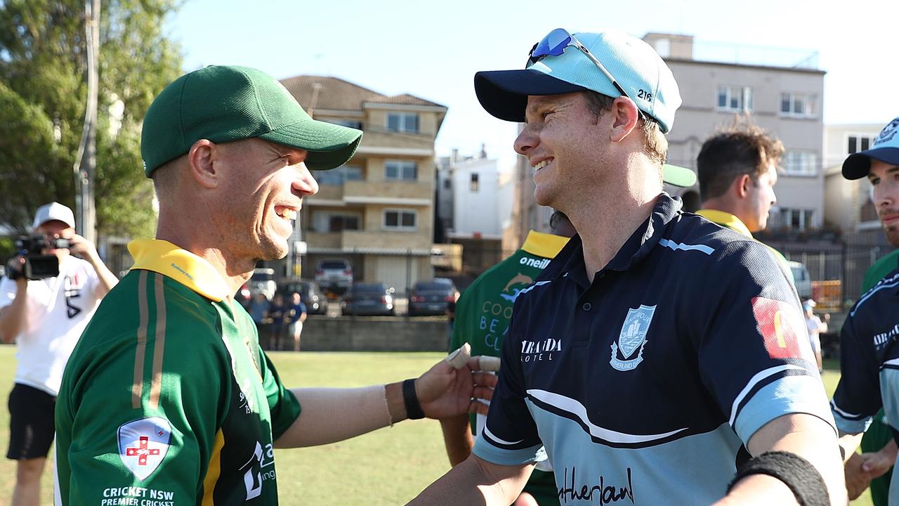 David Warner (L) and Steve Smith (R) are heading to Bangladesh. Picture: Getty