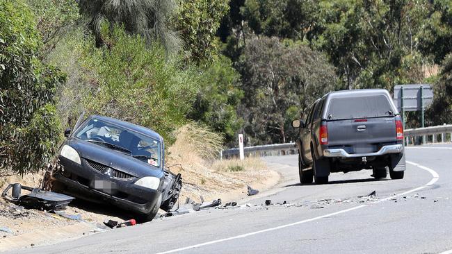 The scene of a fatal car crash on corner of Armstrong Road and GreenHills Road near Victor Harbor last month. Picture: Sarah Reed