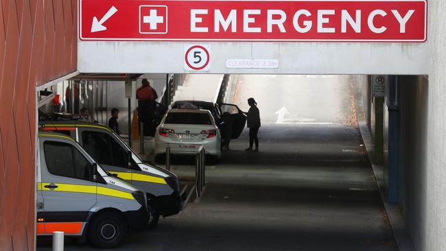 The Royal Hobart Hospital emergency department has moved to a level 4 escalation, with 10 ambulances ramped. Picture: NIKKI DAVIS-JONES