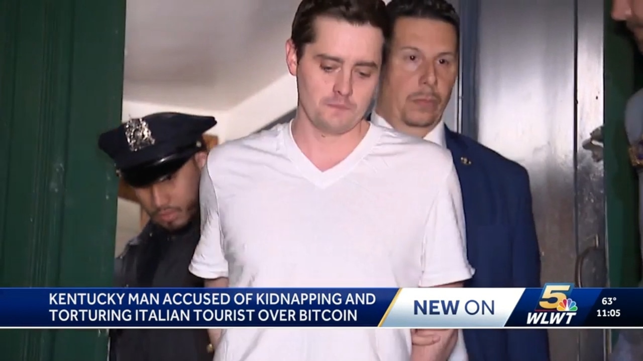 John Woeltz is a Kentucky-based cryptocurrency investor, accused of kidnapping and torturing an Italian businessman in an attempt to extort his Bitcoin password. Picture: WLWT