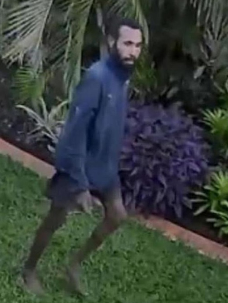 The man was captured on CCTV in backyards of Brinsmead homes. Picture: Supplied
