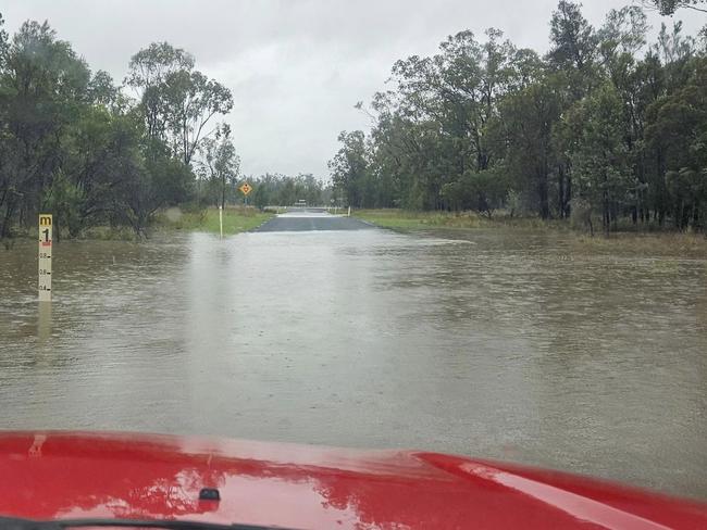 Flash flooding was affecting several roads in the Western Downs.