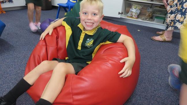 Huxley on his first day of prep at Yarraman State School. Photo taken by Molly Snaylam.