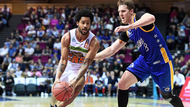 Melo Trimble skips past Bullets star Cameron Bairstow.