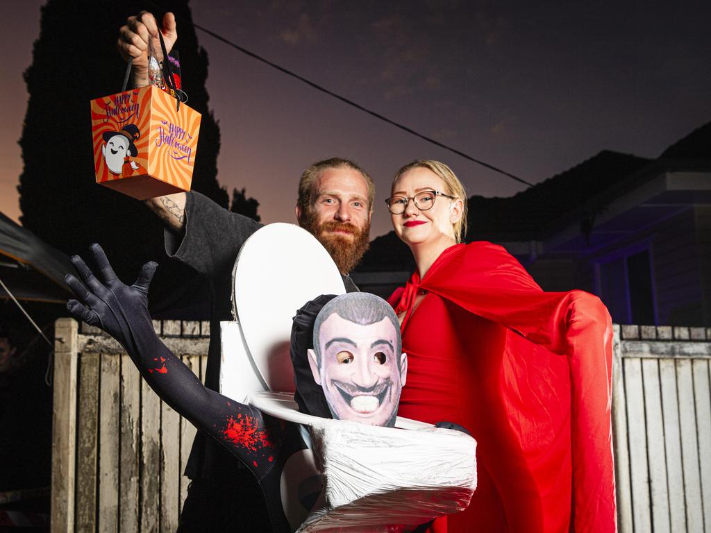 Guy Draper and Shannon Ward with Adaline on Halloween, Thursday, October 31, 2024. Picture: Kevin Farmer