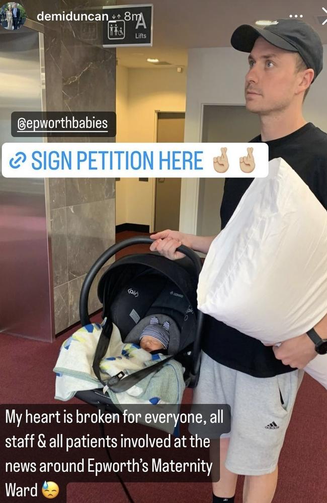 Demi Duncan's post supporting a petition to save Epworth Geelong's maternity unit