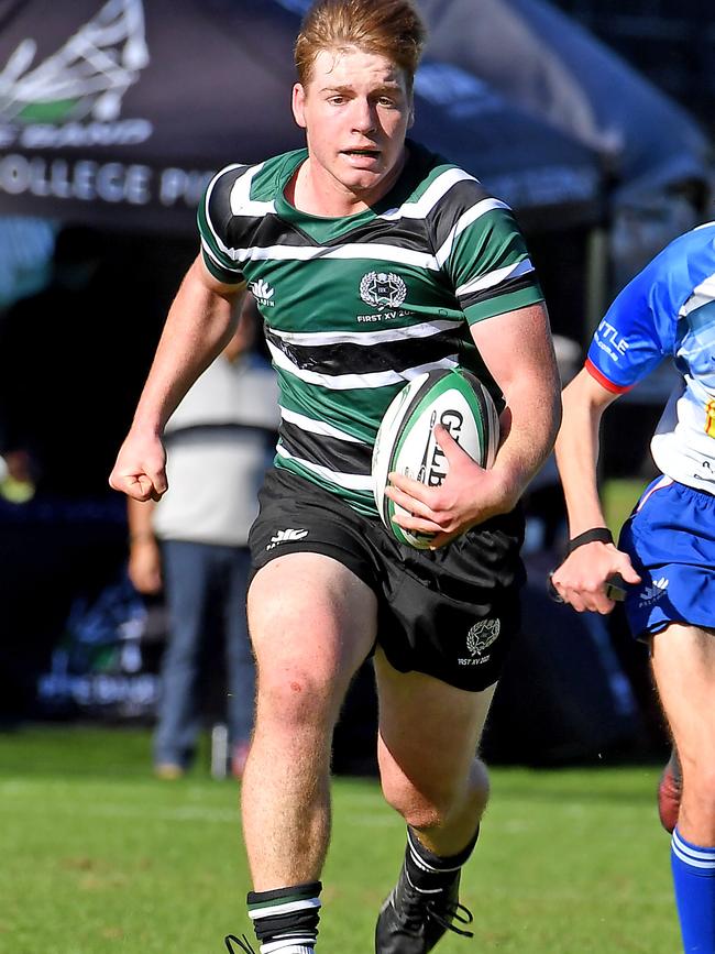 Brisbane Boys College player Harry McLaughlin-Phillips in round 1. Picture, John Gass