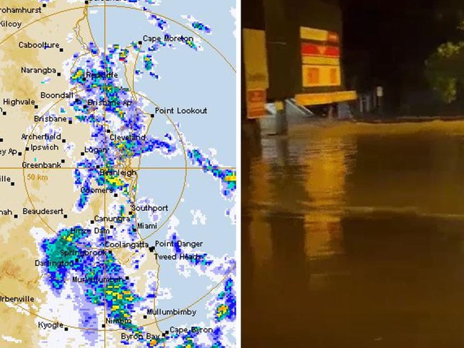 Two women have been hospitalised following terrifying separate lightning strikes, after southeast Queensland was pounded by a deluge of rain over the Anzac Day morning.
