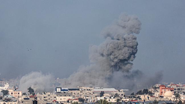 Smoke billows after an Israeli strike in Rafah in the southern Gaza Strip. Picture: AFP