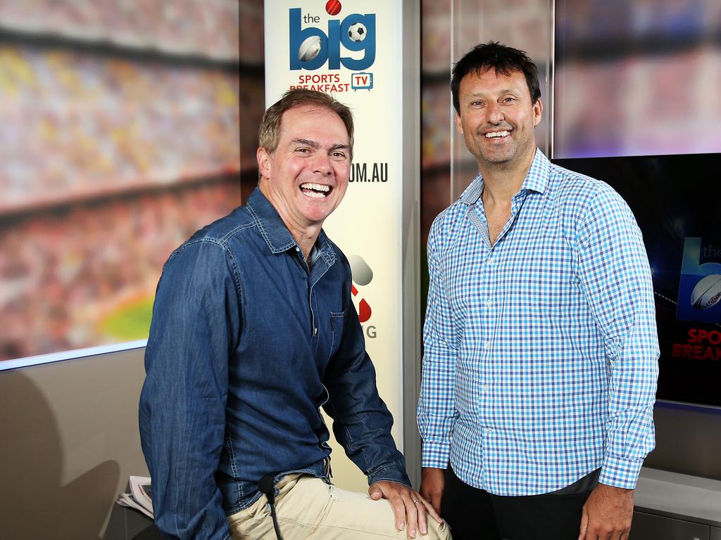 Laurie Daley and Terry Kennedy at the Big Sports Breakfast Studio. 