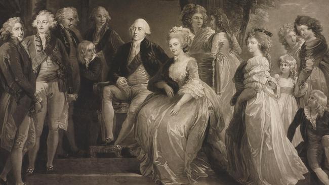 History: A 1794 mezzotint of King George III, Queen Charlotte and their children by John Murphy.