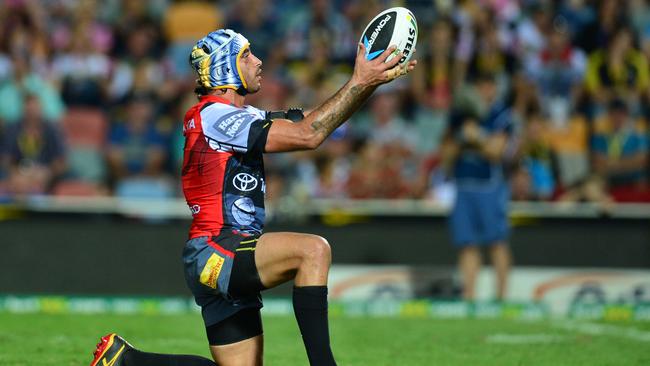 North Queensland Cowboys against Gold Coast Titans at 1300 Smiles Stadium. Cowboys Johnathan Thurston. Picture: Evan Morgan