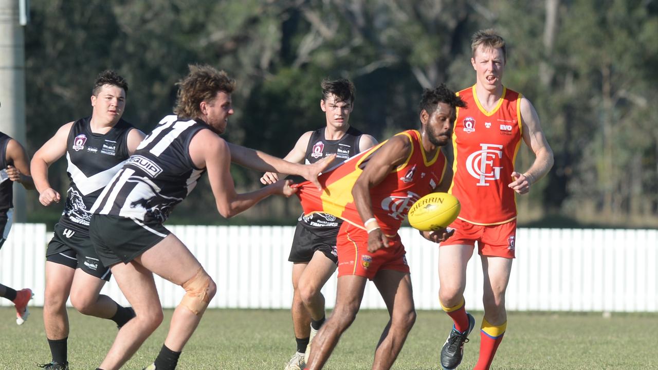 AFL A GRADE: Gladstone's Ernest Nardoo with the ball