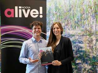 Noosa alive! festival producer Tim Lyodell with local a capella singer Anna Smith ahead of the upcoming 10-day cultural festival. Picture: Contributed