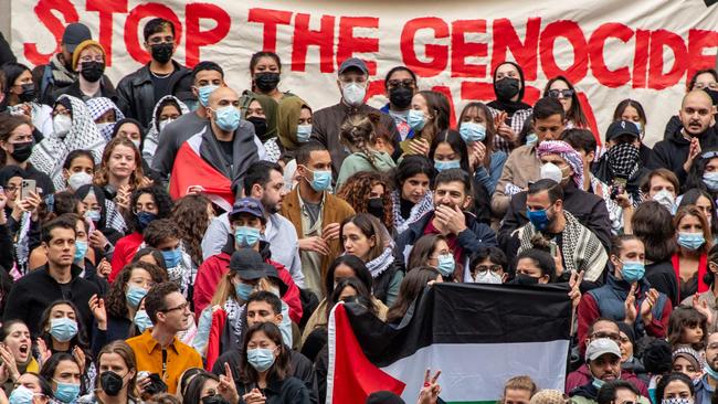 Supporters of Palestine gather at Harvard University to show their support for Palestinians in Gaza at a rally in Cambridge, Massachusetts, on October 1. Picture: Joseph Prezioso/AFP