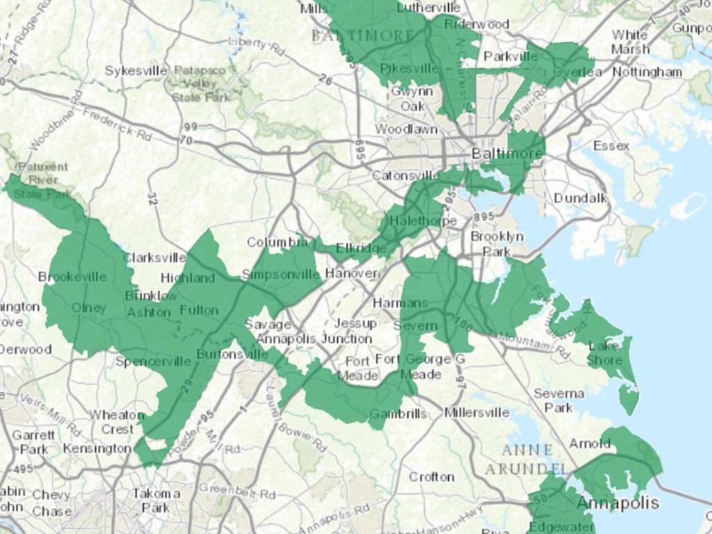 Maryland’s 3rd electoral district which has been lampooned as a “blood splatter from a crime scene”. Picture: US Government.