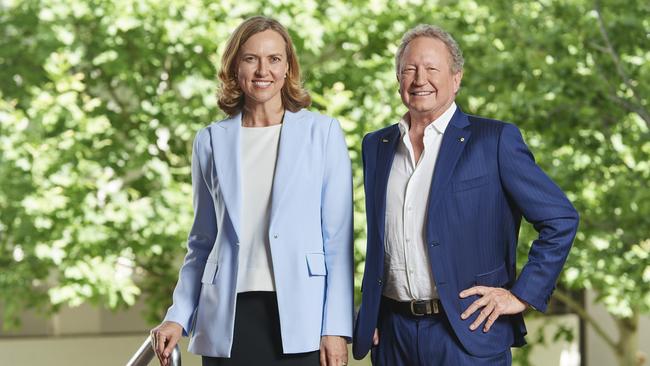 Fortescue iron ore chief Fiona Hick and Fortescue chief executive Andrew Forrest. Picture: Frances Andrijich