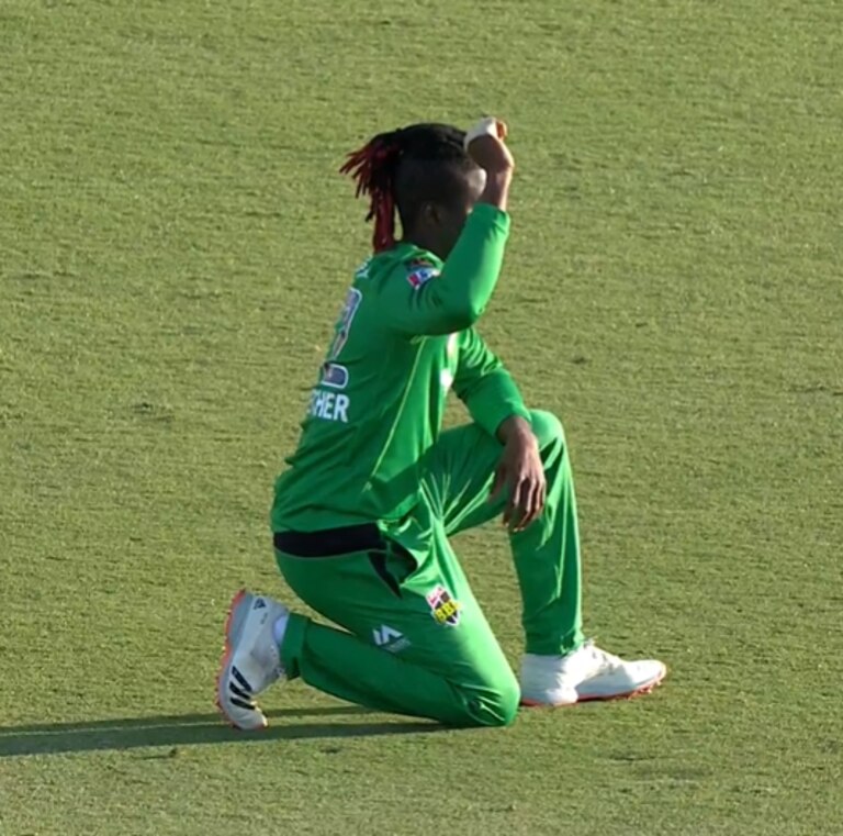 Stars West Indian recruit Andre Fletcher takes a knee.