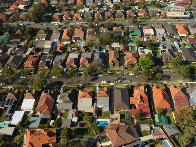 SYDNEY, AUSTRALIA - NewsWire Photos SEPTEMBER 14 2023. Generic housing & real estate house generics. Pic shows aerial view of suburban rooftops in Summer Hill, taken by drone. Picture: NCA NewsWire / Max Mason-Hubers