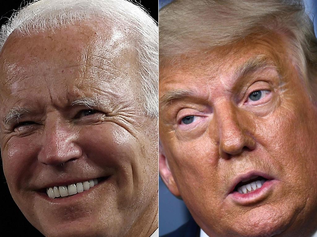 At 77 and 74 respectively, Biden and Trump are both at risk from COVID-19. Picture: Olivier DOULIERY and Brendan Smialowski / AFP