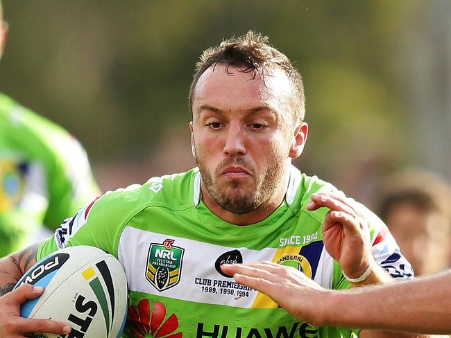 Canberra's Josh Hodgson during the Wests Tigers v Canberra Raiders rugby league game at Leichhardt Oval, Sydney. Pic Brett Costello