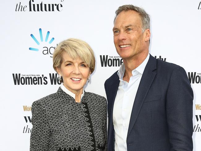 Julie Bishop, Member for Curtin and partner David Panton at the Women of the Future Awards in Sydney. Picture: Ryan Pierse/Getty