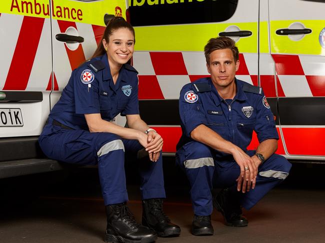 Adam Murray and colleague Karina from Artarmon ambulance station, who feature in Ten’s reality show Ambulance Australia.