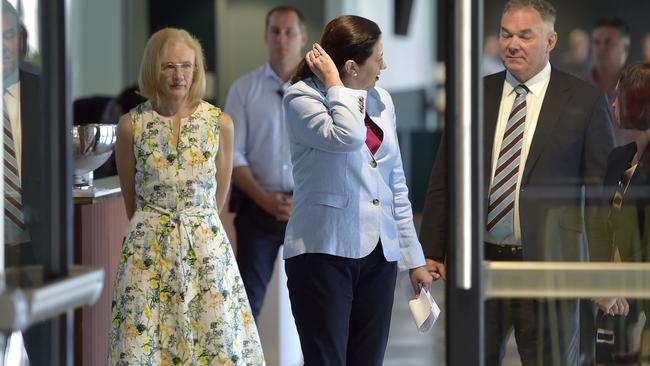 Queensland Premier Annastacia Palaszczuk and Chief Health Officer Jeannette Young. PICTURE: MATT TAYLOR.