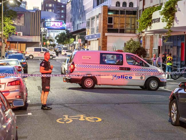 Police attend 107 Alfred Street in Fortitude Valley where a person has fallen from building, Wednesday, February 3, 2021 - Picture: Richard Walker